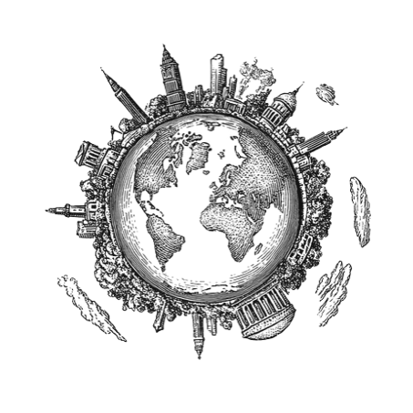 Engraved globe — sectors